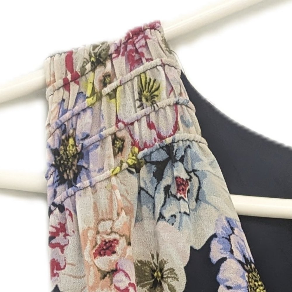 WHBM $190 Sleeveless Smocked V-Neck Pleated Midi Dress Flowy Romantic 12 - Picture 10 of 10